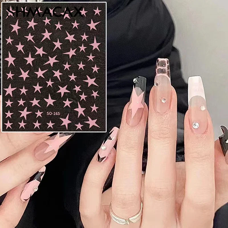 3D Y2K Star Nail Art Sticker Self-Adhesive Pentagram Stars Nail Design For Women Girls Manicure Decoration DIY Salon