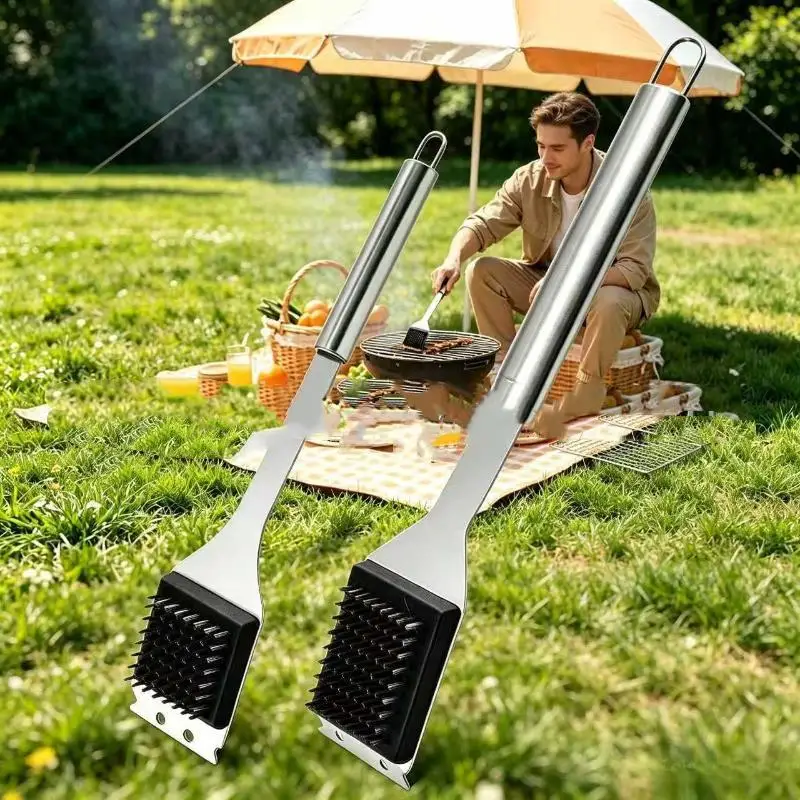 Grill Brush And Scraper, Wire BBQ Grill Brush For Outdoor Grill Cleaning BBQ Accessories, Safe Cleaner Brush