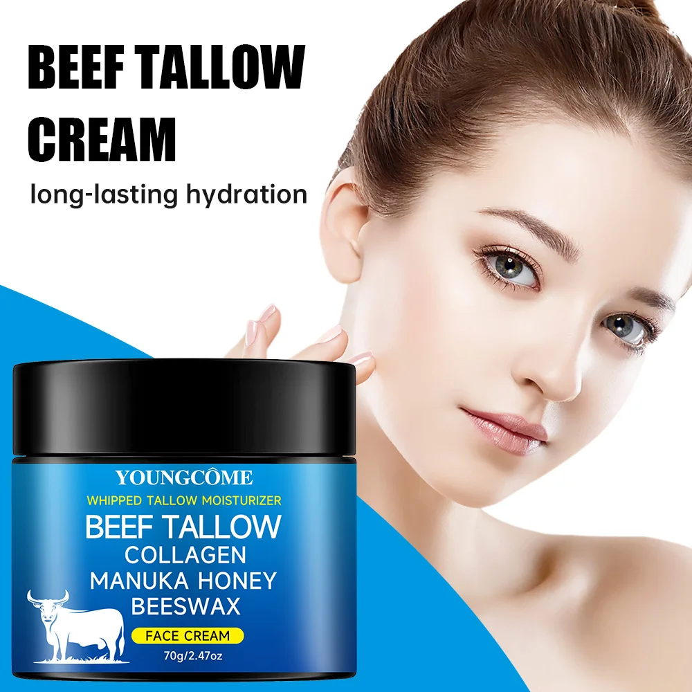 

Beef Tallow Face Moisturizer Whipped Beef Tallow & Honey Balm Face & Body Skin Care Grass Fed Grass Finished Face Cream new