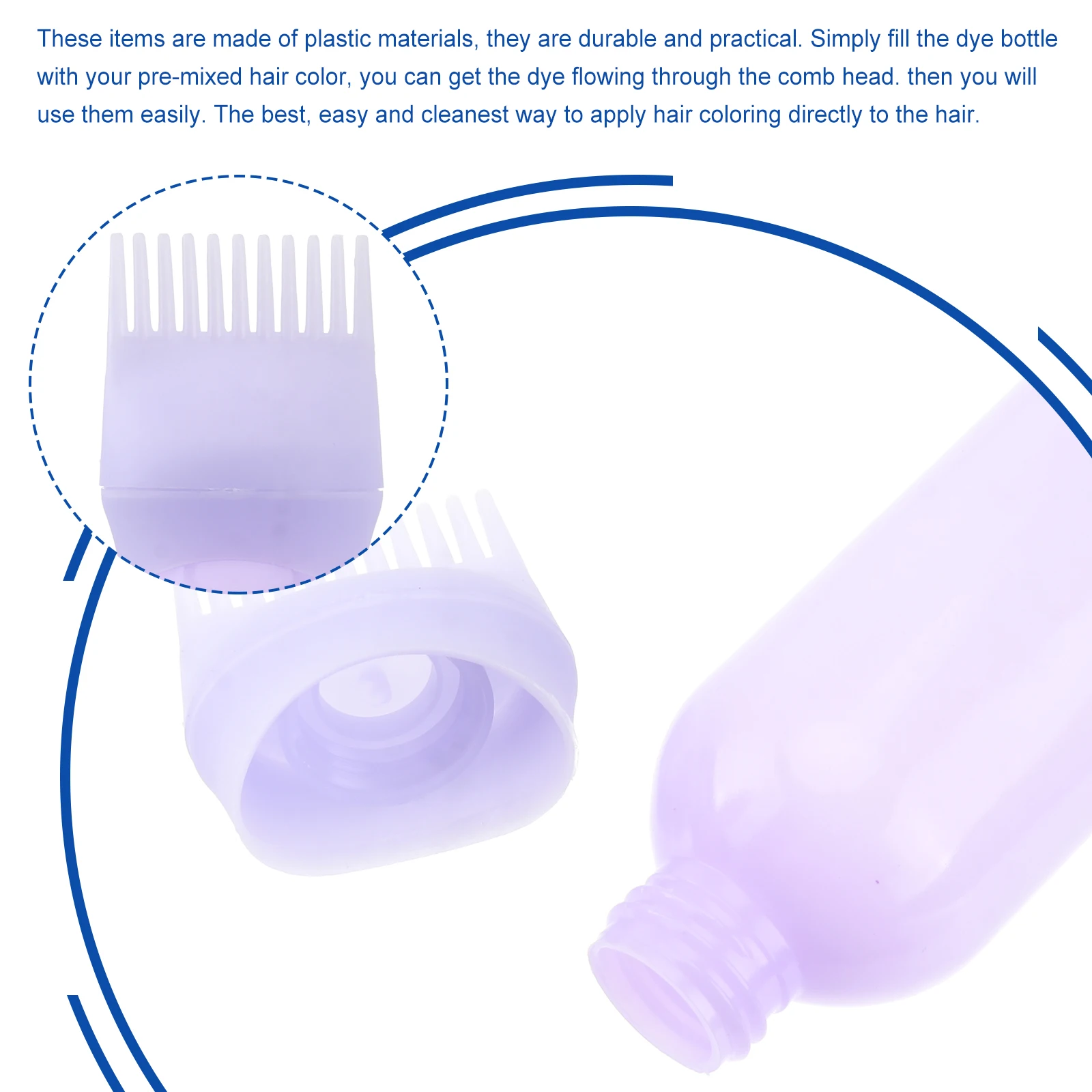 

3pcs Hair Dye Bottle Comb Applicator Plastic Durable Lightweight Home Salon Use Dry Cleaning Shampoo Bottle Hair Coloring