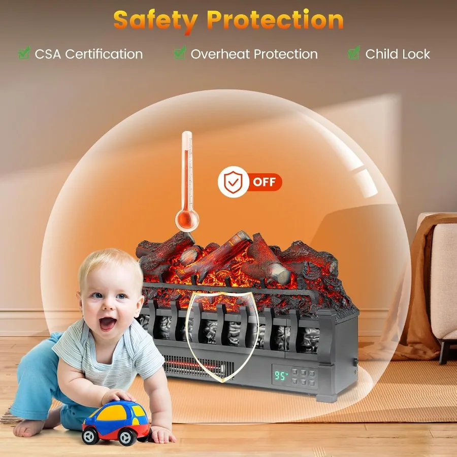 26 سخان مجموعة سجل الموقد الكهربائي مع جهاز تحكم عن بعد يتميز بـ 5 أوضاع لهب ومنظم ترموستات سطوع قابل للتعديل #6