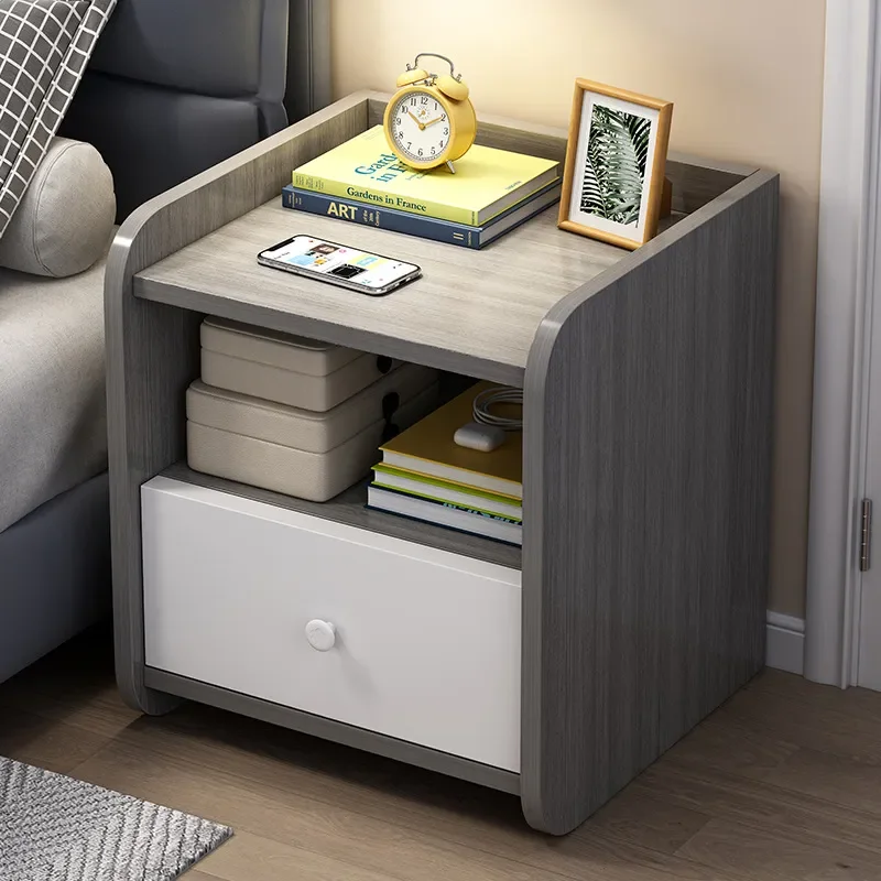 for Modern Simple Bedside Table Small Storage Cabinet for Bedroom Gap Narrow Nightstand for Rental House Furniture