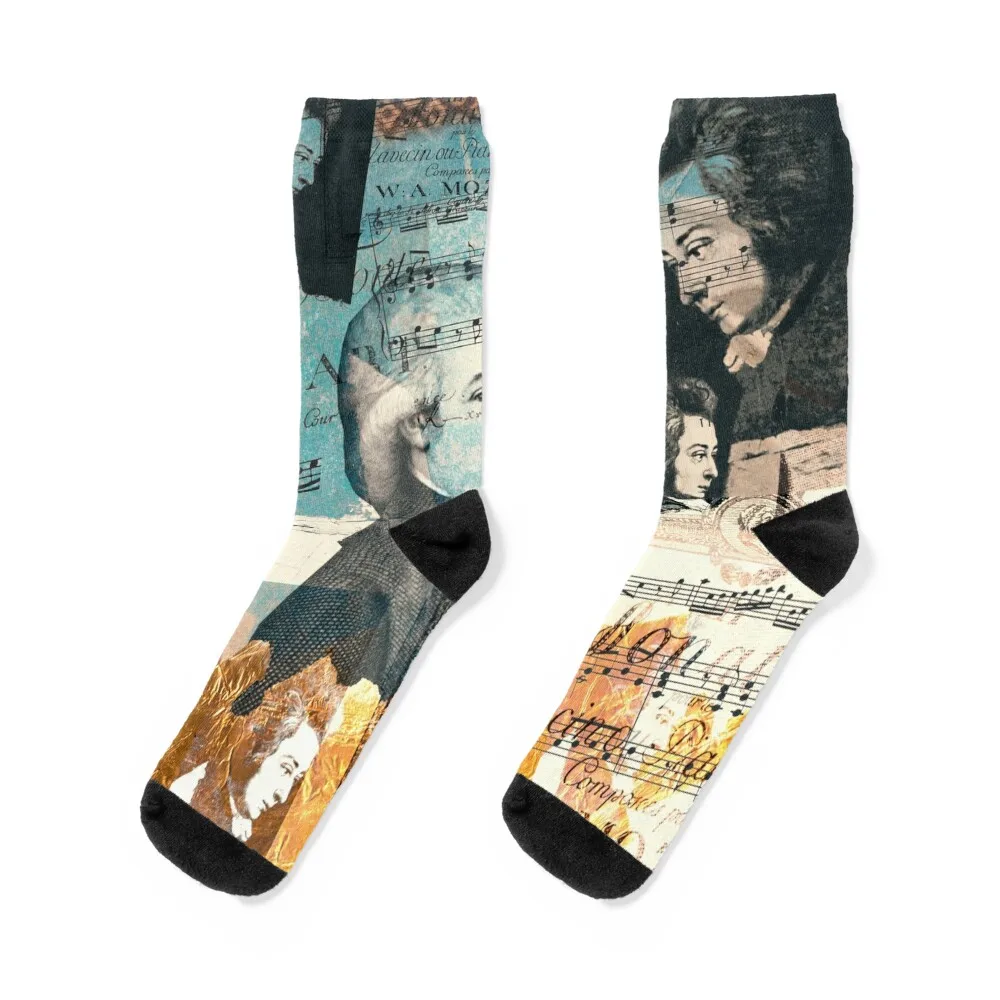 

Wolfgang Amadeus Mozart Portrait, Composer Socks kawaii Wholesale Christmas crazy Men Socks Women's