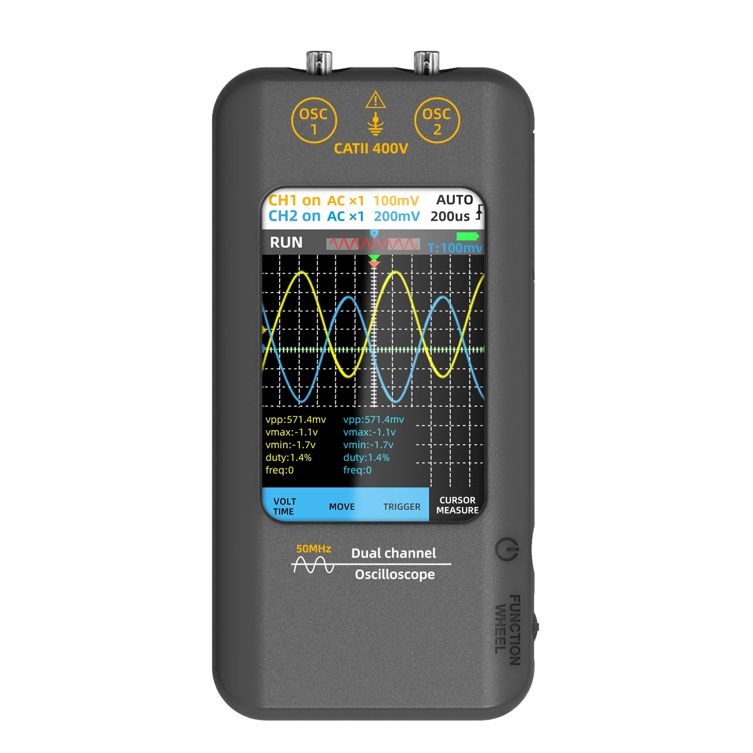 50mHz HandHeld Mini Dual-Channel 02 Host 10x Oscilloscope Probe Manual Electronics Oscilloscope