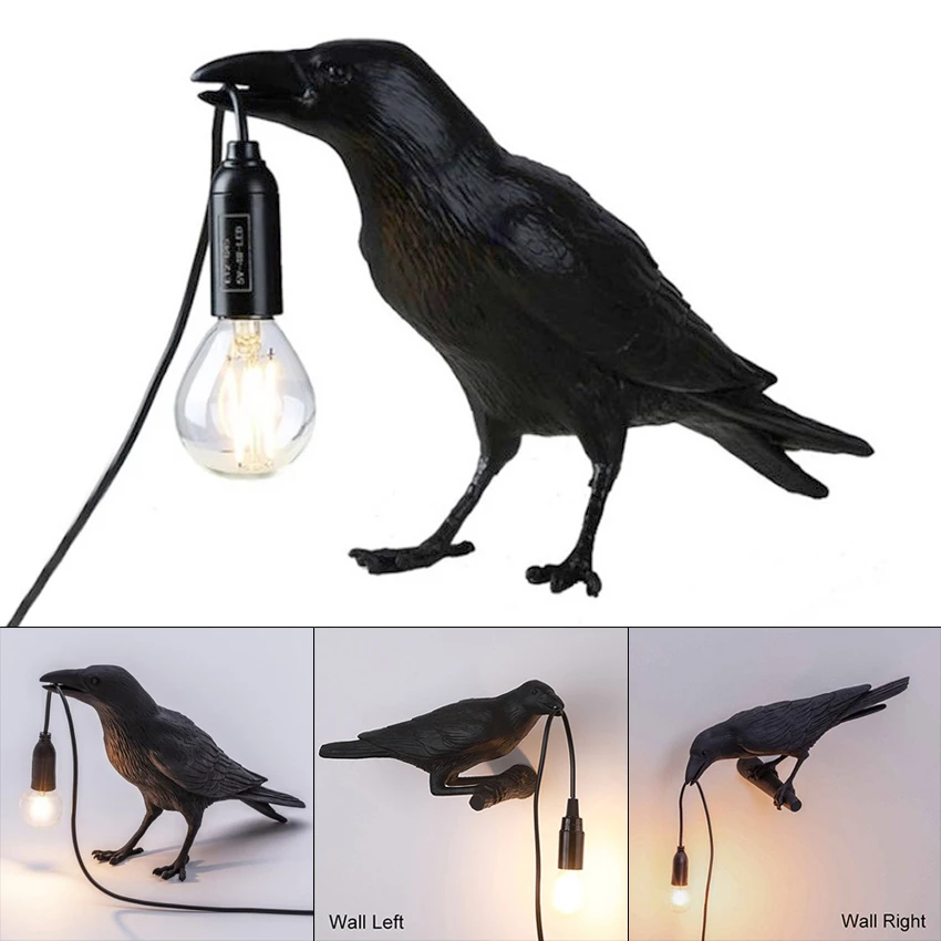 Bird Wall Lamp Modern Lucky Bedroom Bedside Living Room Table Lights Resin Animal Lively Home Decor Lighting Fixture Wall Lamp