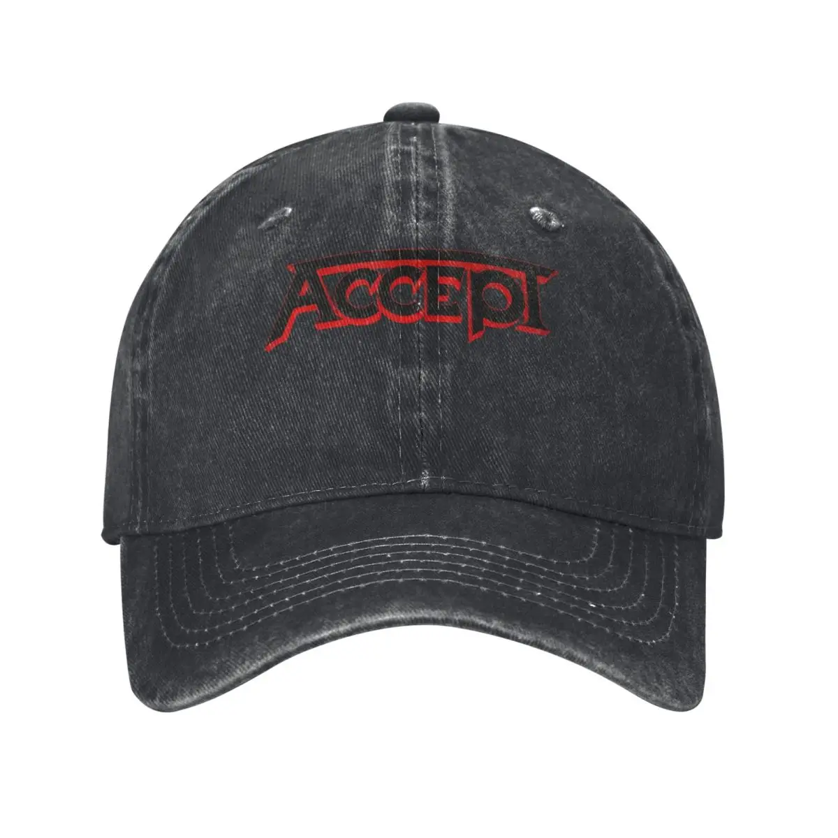 

Accept, Black Band, Red Logo Print демин Кепка Легкие мужские кепки Мужская бейсболка