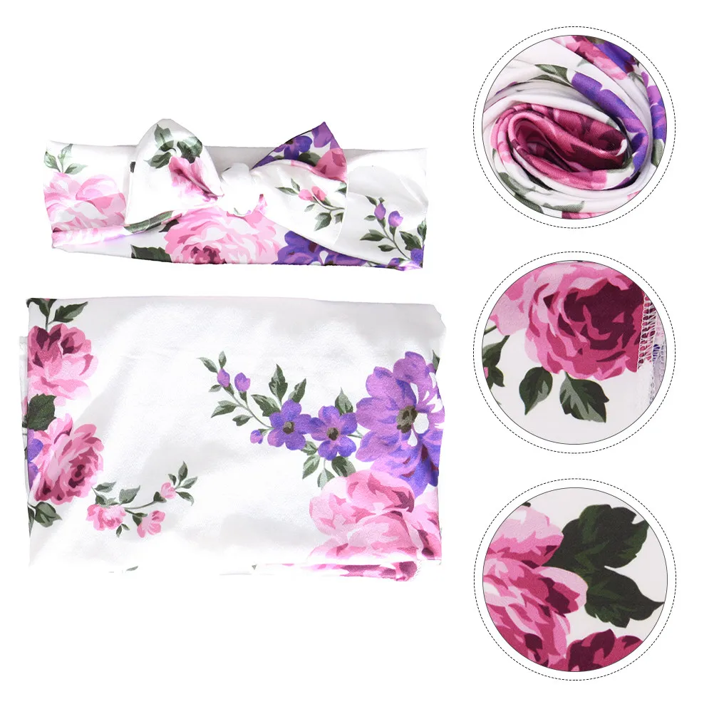 

Набор: повязка на голову с бантом-бабочкой, пеленка-кокон для новорожденных, реквизит для фотосессии младенцев, одеяло для выписки из роддома