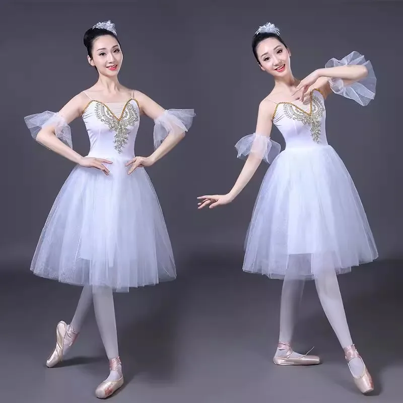 White Swan Lake Ballet Stage wear Costumes Adult Romantic Platter Ballet Dress Girls Women Classical Ballet Tutu Dance wear Suit