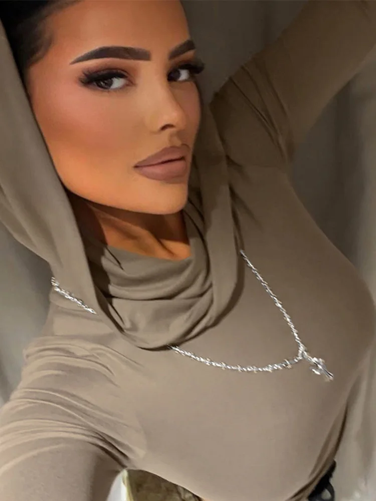 فتاة حارة الخريف الزي طويلة الأكمام مقنعين البلوز الرمال الكثبان الرملية نمط الأراضي القاحلة الأوروبية والأمريكية سليم صالح تي شيرت
