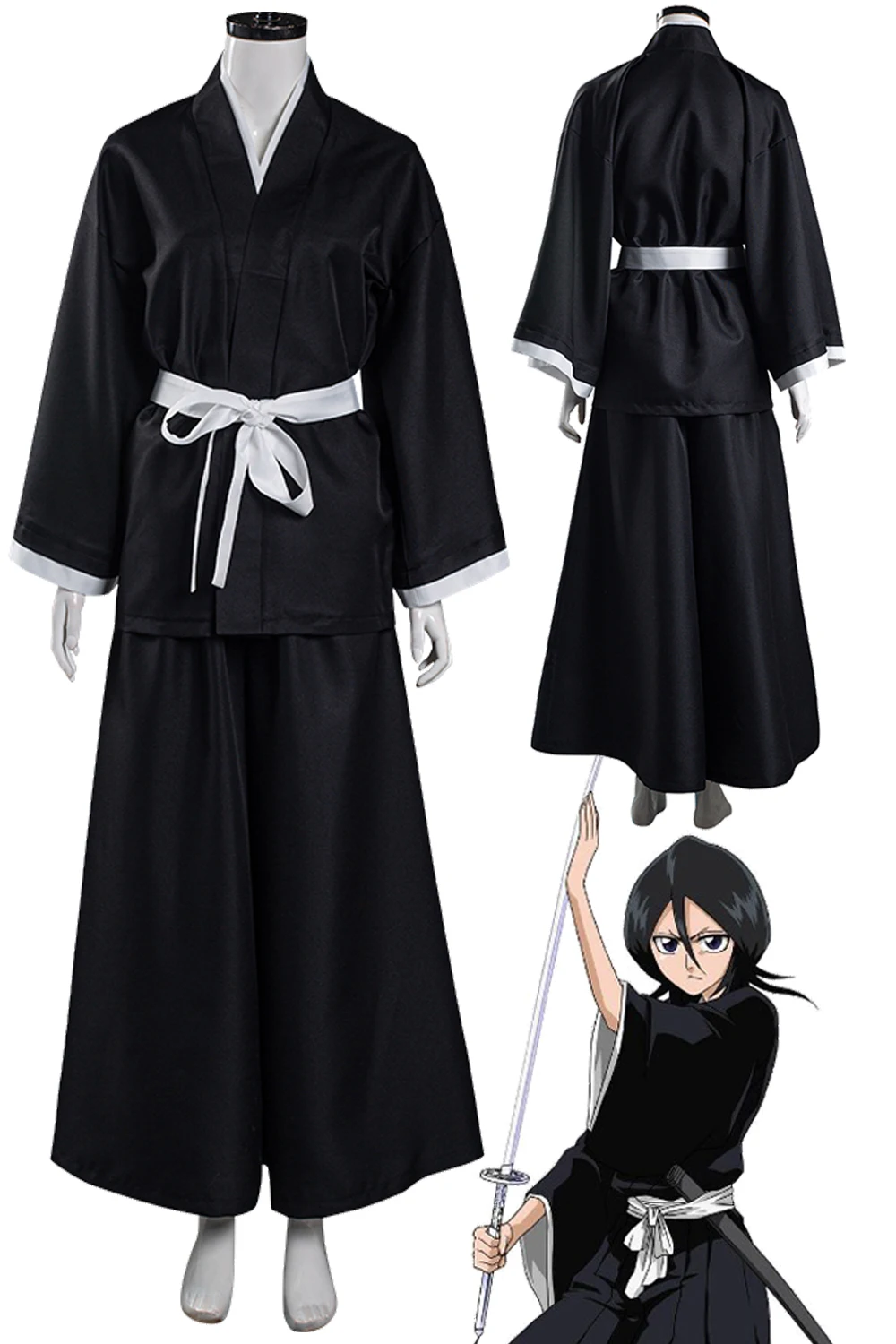 

Fantasia Kuchiki Rukia Cosplay Black Kimono Anime Blieach Disfraz Costume Women Female Fantasy Halloween Carnival Party Clothes