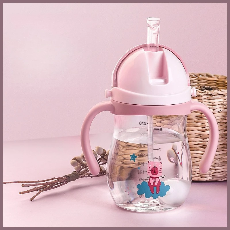 

270ml Baby Drinking Cup with Handle Strap Training for Children Drinking Water Straw Cup