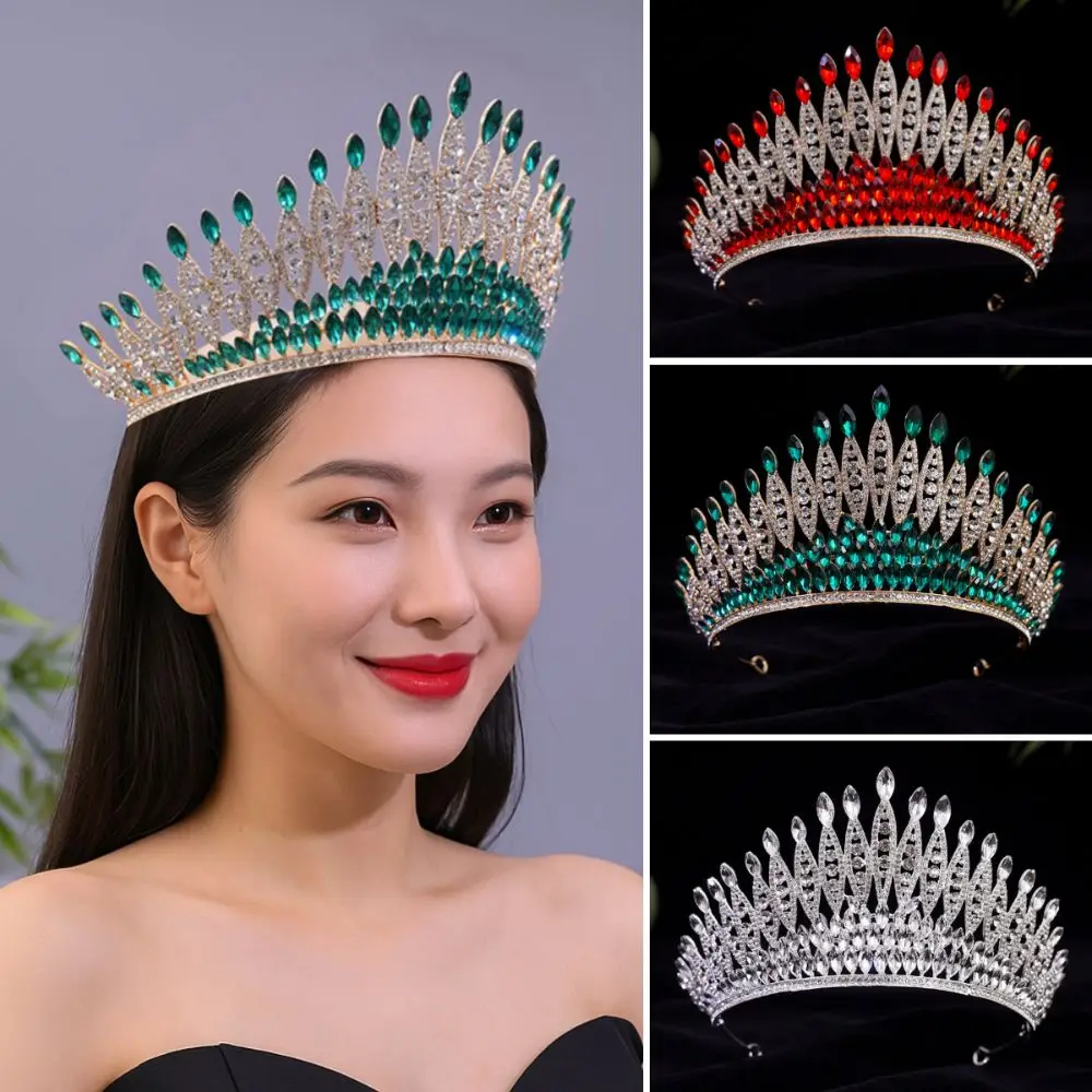 

Trendy Luxury Baroque Queen Tiaras Elegant Adjustable Bridal Headwear Sparkling Shiny Rhinestone Diadem Pageant Events