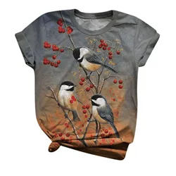 Fashion Cute Bird Animal 3D Print T Shirt Women's Casual Oversized Short Sleeve O-Neck T-Shirts Tees Tops Summer Woman Clothing