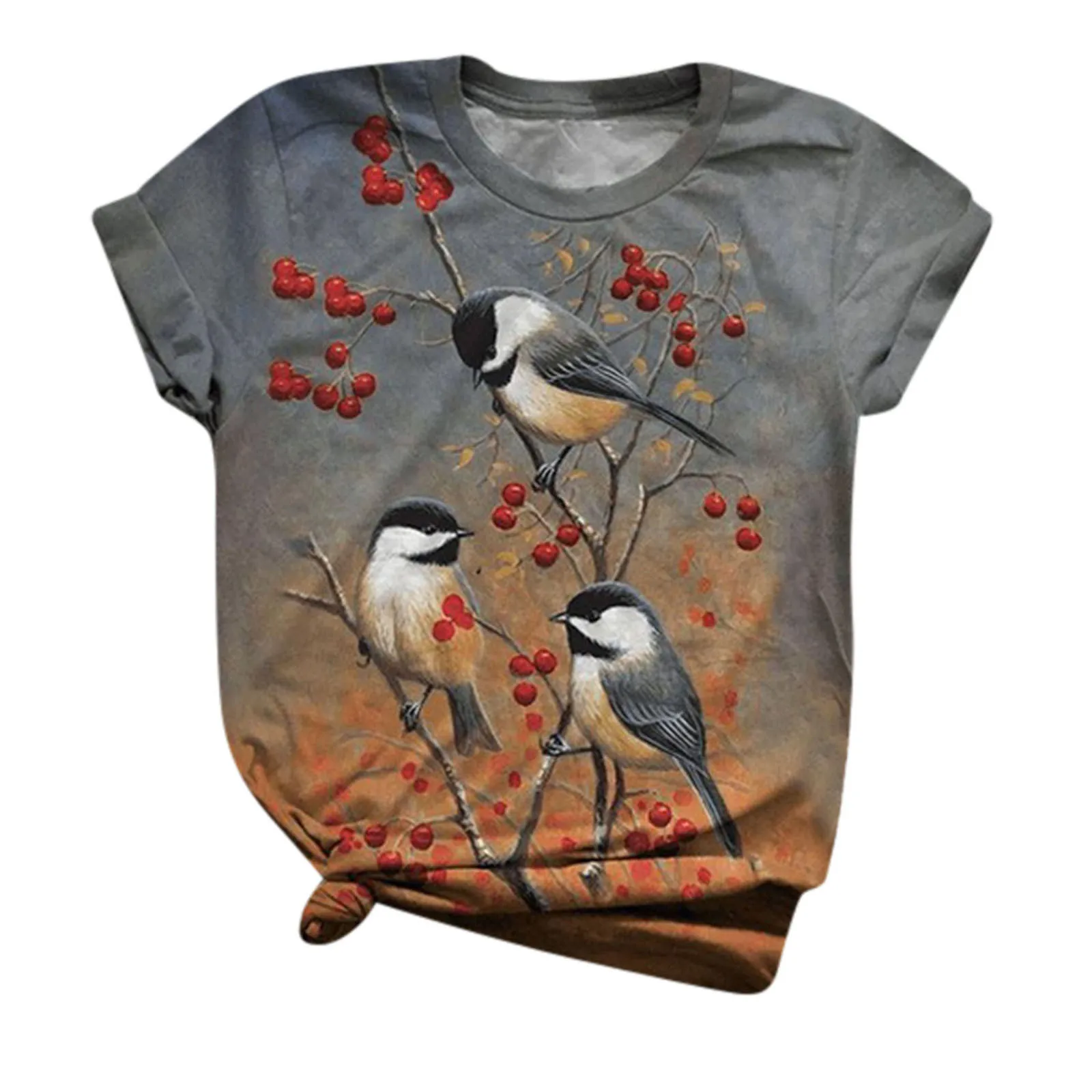 Moda Śliczny Ptak Zwierzę Nadruk 3D T-Shirt Damski Casual Oversize Koszulki z krótkim rękawem O-Neck Koszulki Topy Letnia Odzież Damska