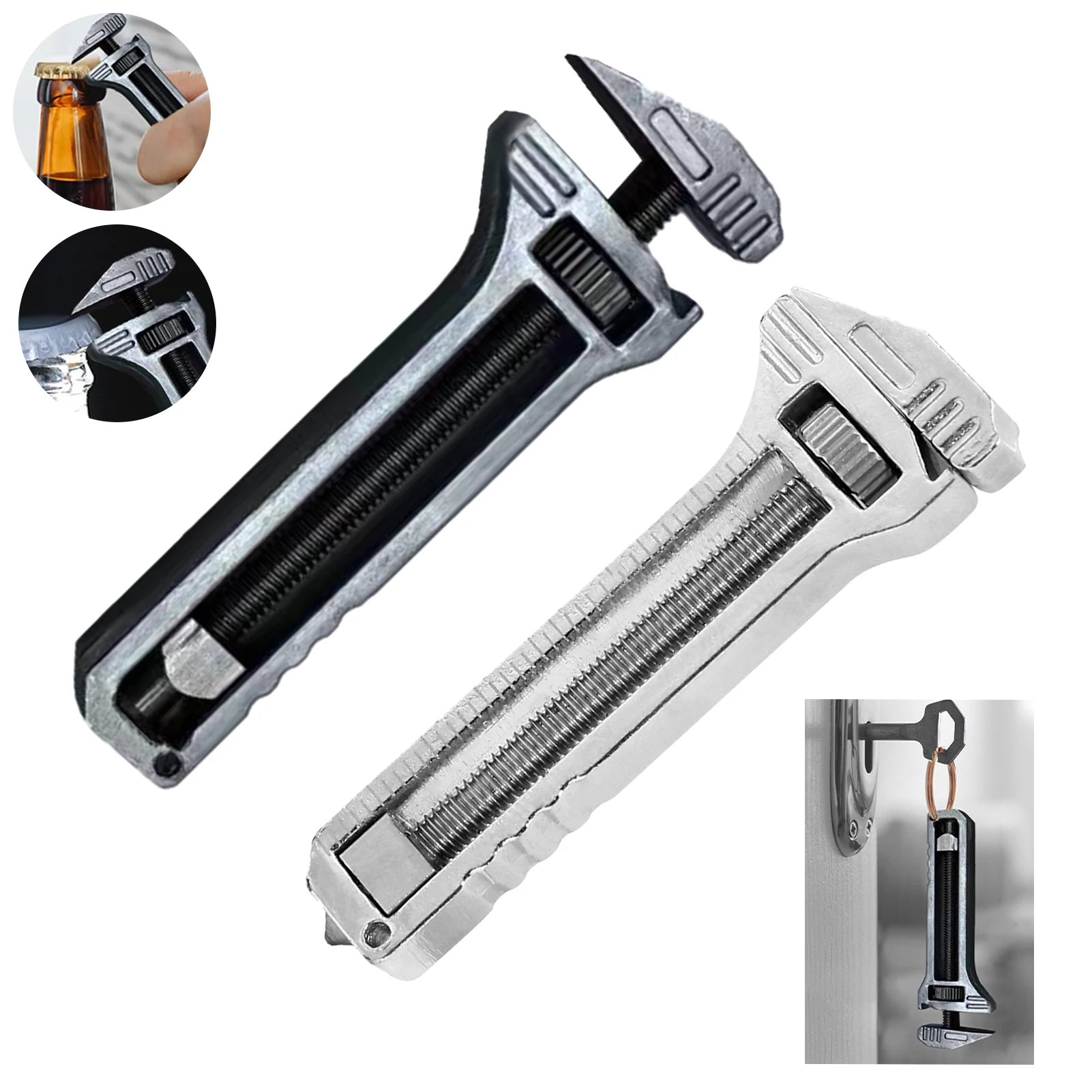 Keychain Bottle Opener Multifunctional Zinc Aluminum Can Opener Adjustables Spanner Measuring Caliper Nail Pullers For Outdoor