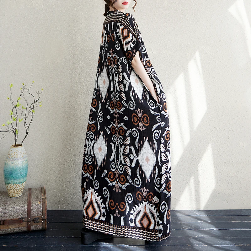 فستان نسائي طويل من القطن بياقة على شكل V وطبعة زهور، تصميم بوهيمي نحيف للعطلات، يصل إلى وزن 250 رطل، خصر مرتفع، مناسب للصيف ...