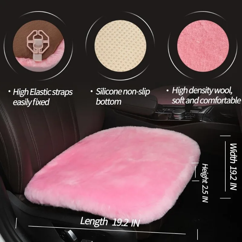Sheepskin Car Seat Cushion Seat Covers Universal Fur Car Seat Cushion Winter Warm Car Seat Cover Automobile Interior Accessory