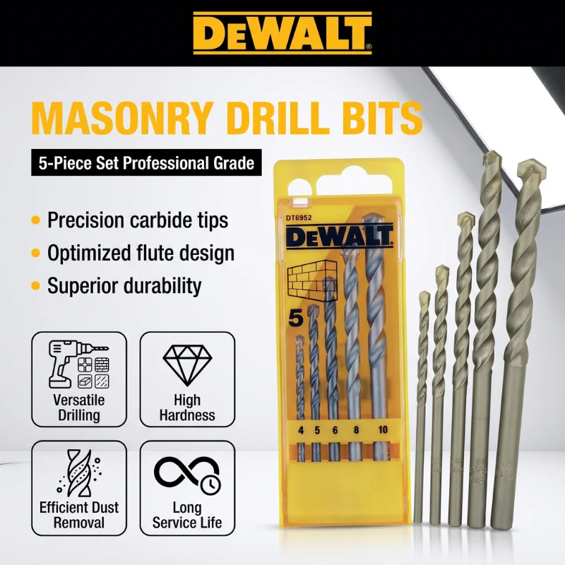 

DEWALT DT6952 Twist Drill Bit Set High Speed Steel Wear Resistant Multifunctional Bits Power Tool Accessory 4,5,6,8,10MM