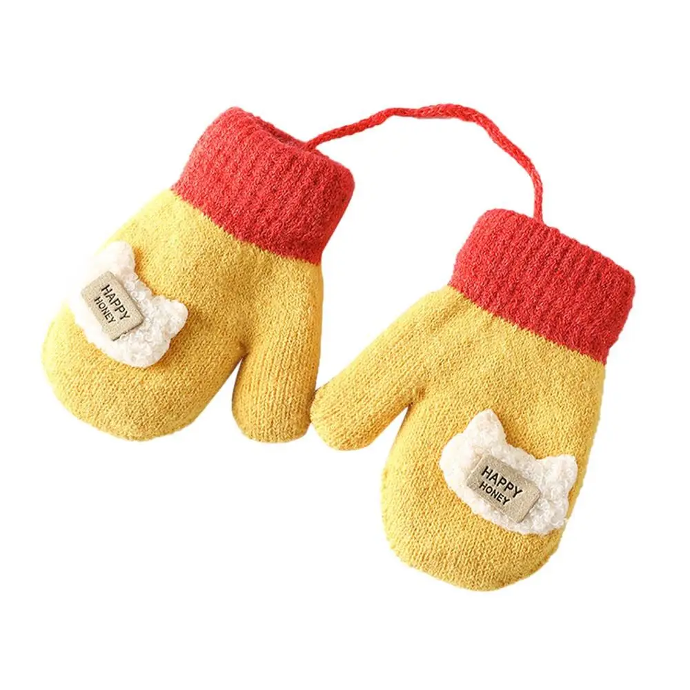 

Cartoon Cute Children Boys Girls Infant Thickened Baby Mittens Warm Mittens Knitted Gloves