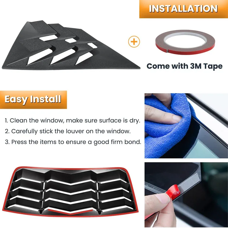 Windshield Sunshade Cover ABS Matte Black Rear & Side Window Louvers Fits for Dodge Challenger 2008 - 2023