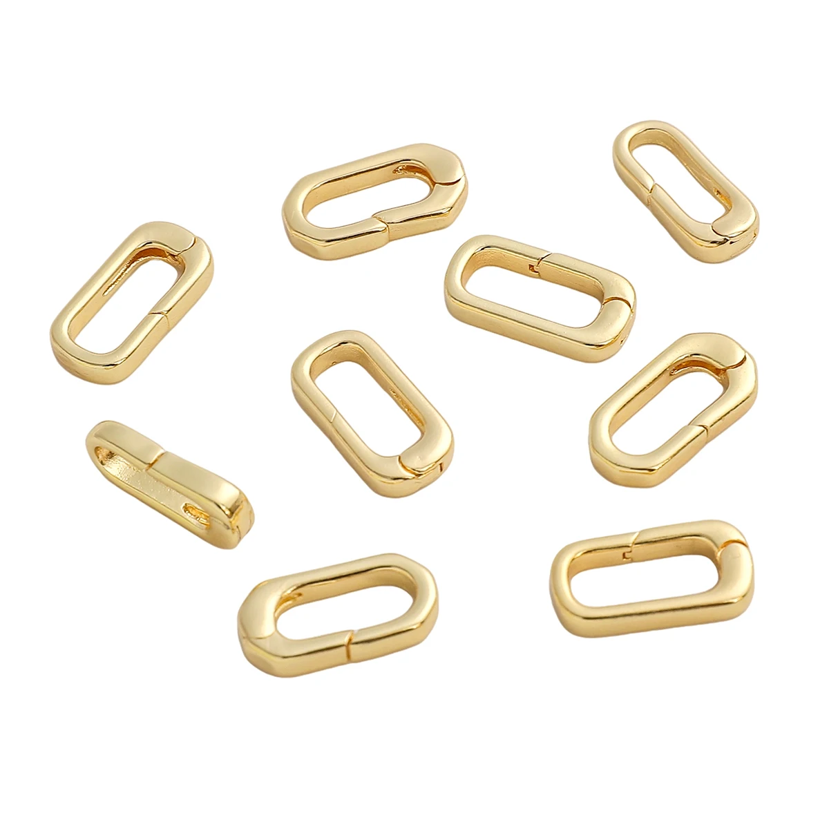 1pc Copper Long Oval Shape Snap Hook Gold Color Multifunctional Spring Clasp Lock Ring Buckle for Diy Jewelry Making Accessories