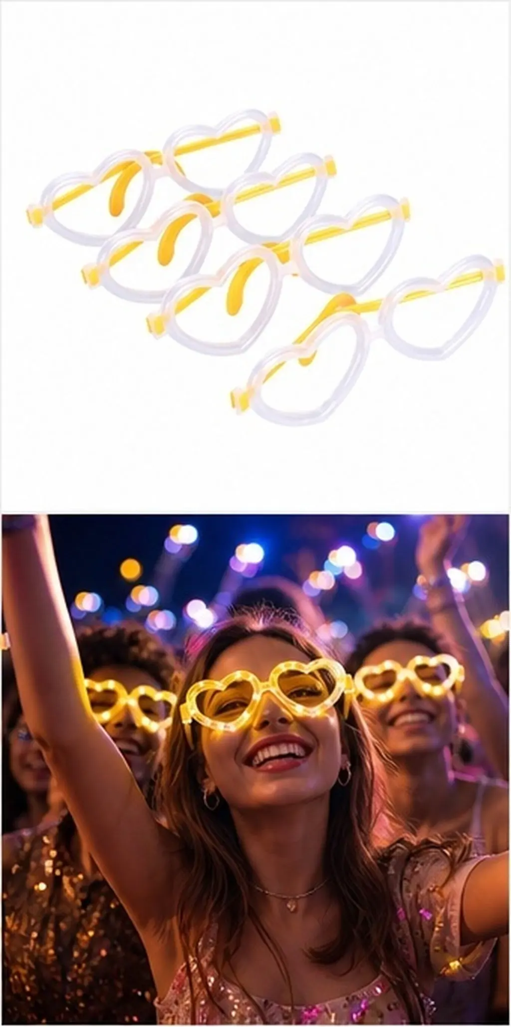 30Pcs Light Up Heart-Shaped Glow Glasses Bright Long-Lasting Glow Lightweight Comfortable Fit for Concerts Parties Weddings New