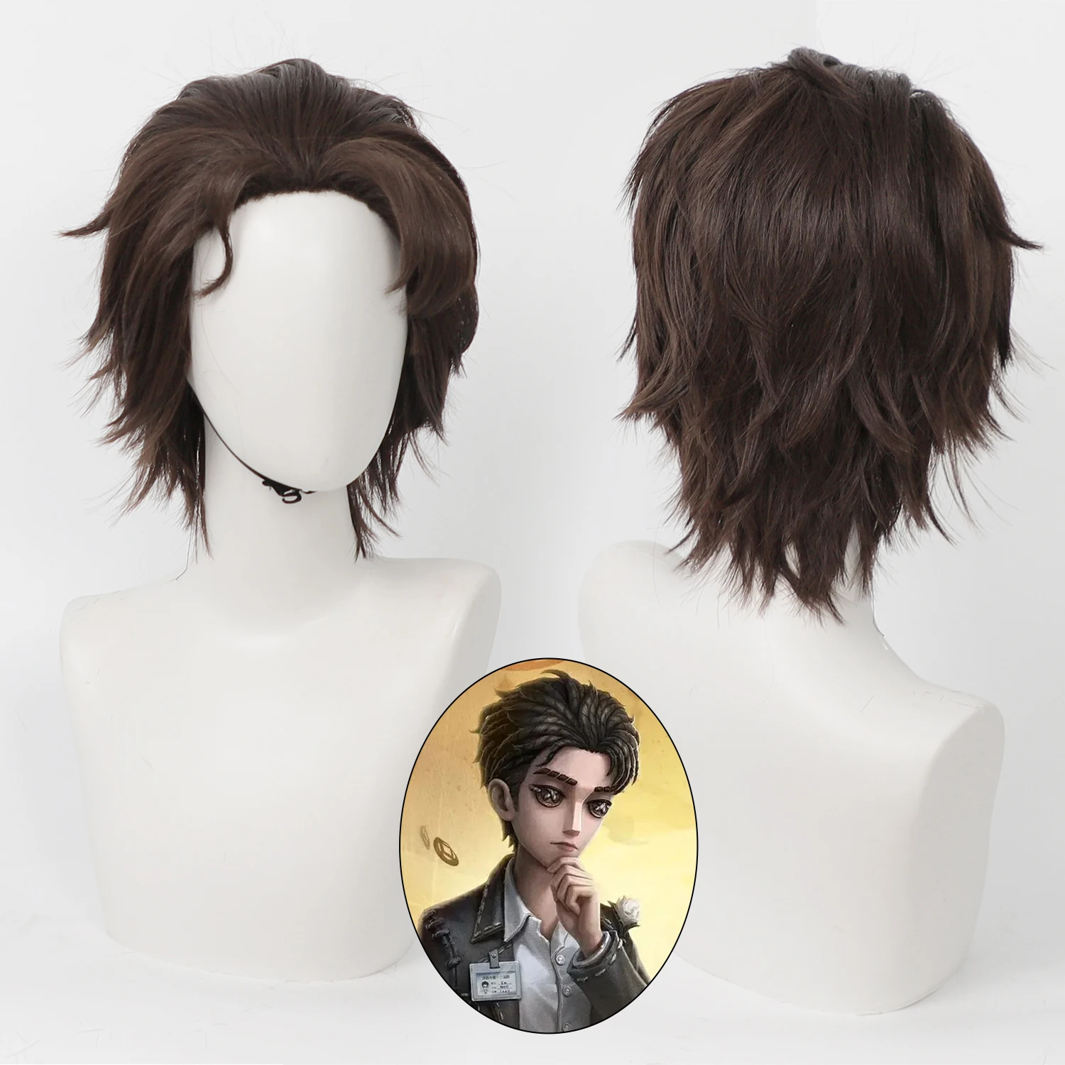 

Парик аниме Orpheus Косплей Парики Identity V × Paper Bride Crossover Explorer Game Парик для ролевых игр Темно-коричневый парик аниме Синтетический парик