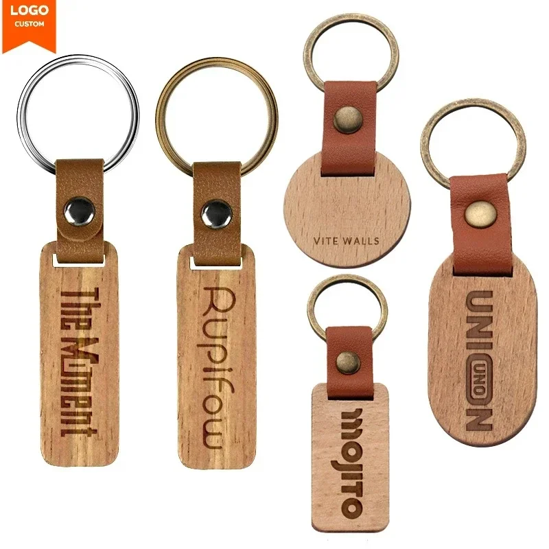 

Customized Blank Wooden Keychain Pendant DIY Wood Keyring Square Engraved Car Key Chains Retro for Friends Lovers Family Gift