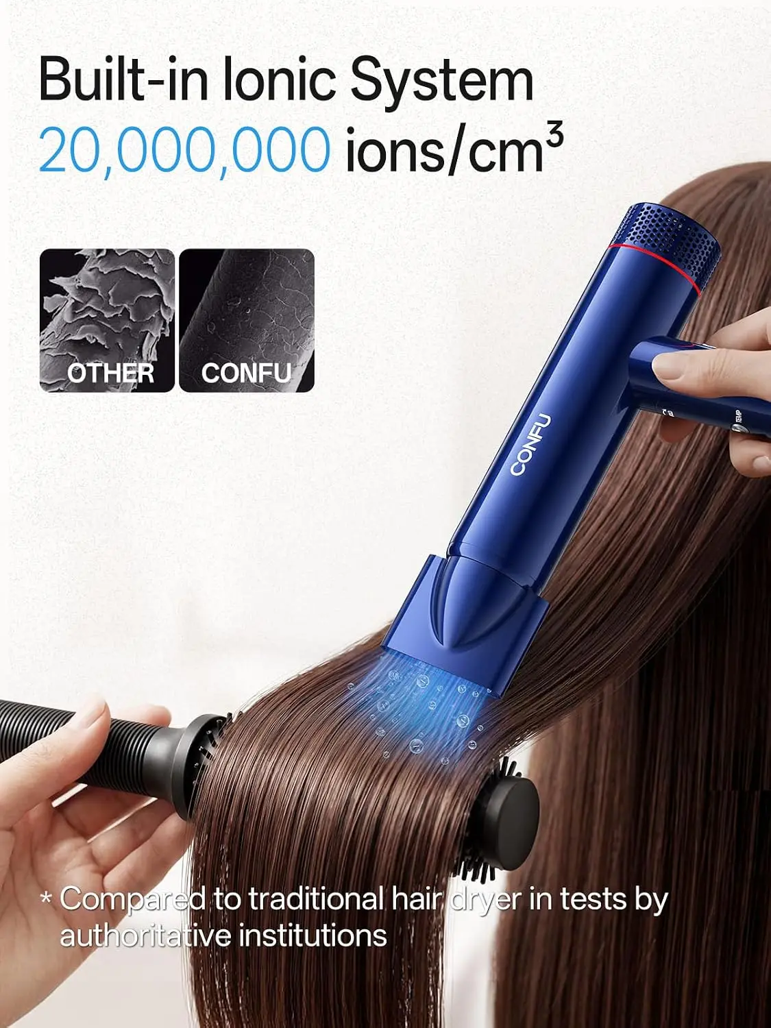 Portable Ionic Travel Blow Dryer with Diffuser, Hair Dryer for Curly Hair