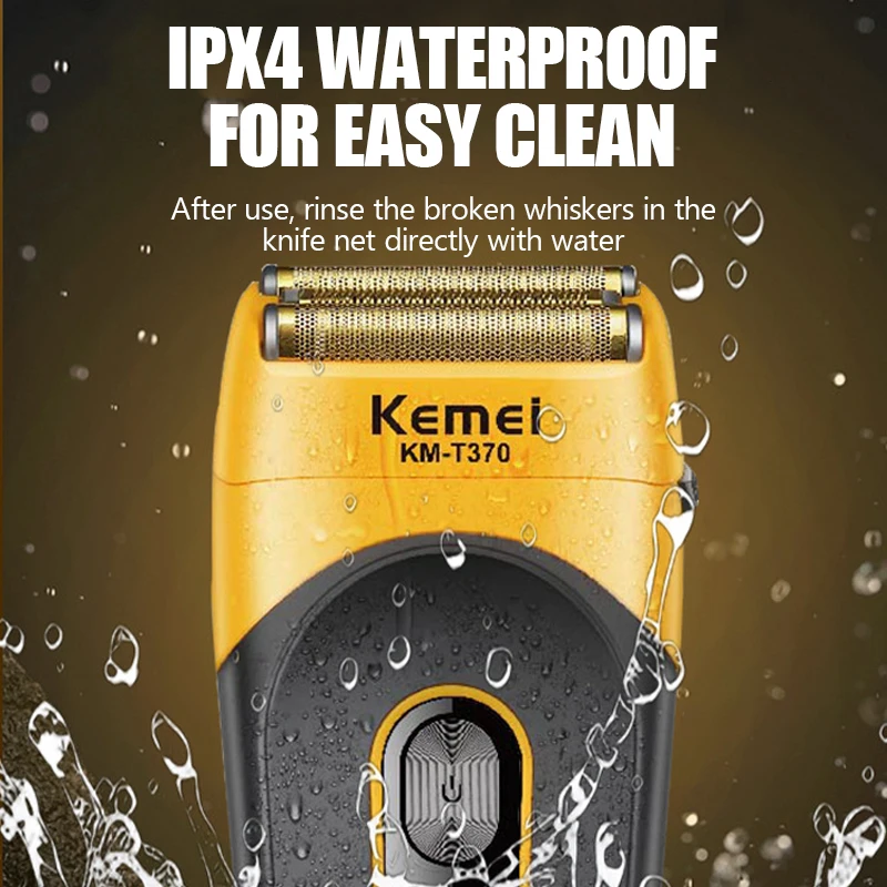 Kemei  Shaving Machine Men Beard Trimmer Professional Waterproof Electric Foil Shaver Barber 3 Blades USB Charging KM-T370