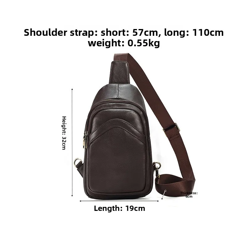 حقيبة صدر من الجلد الطبيعي للرجال، متعددة الجيوب، ذات سعة كبيرة، حقيبة صدر بسيطة عبر الجسم #4