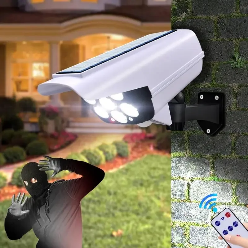 

Solar Light Motion Sensor Security Dummy Camera Wireless Outdoor Flood Light IP65 Waterproof 77 LED Lamp 3 Mode for Home Garden