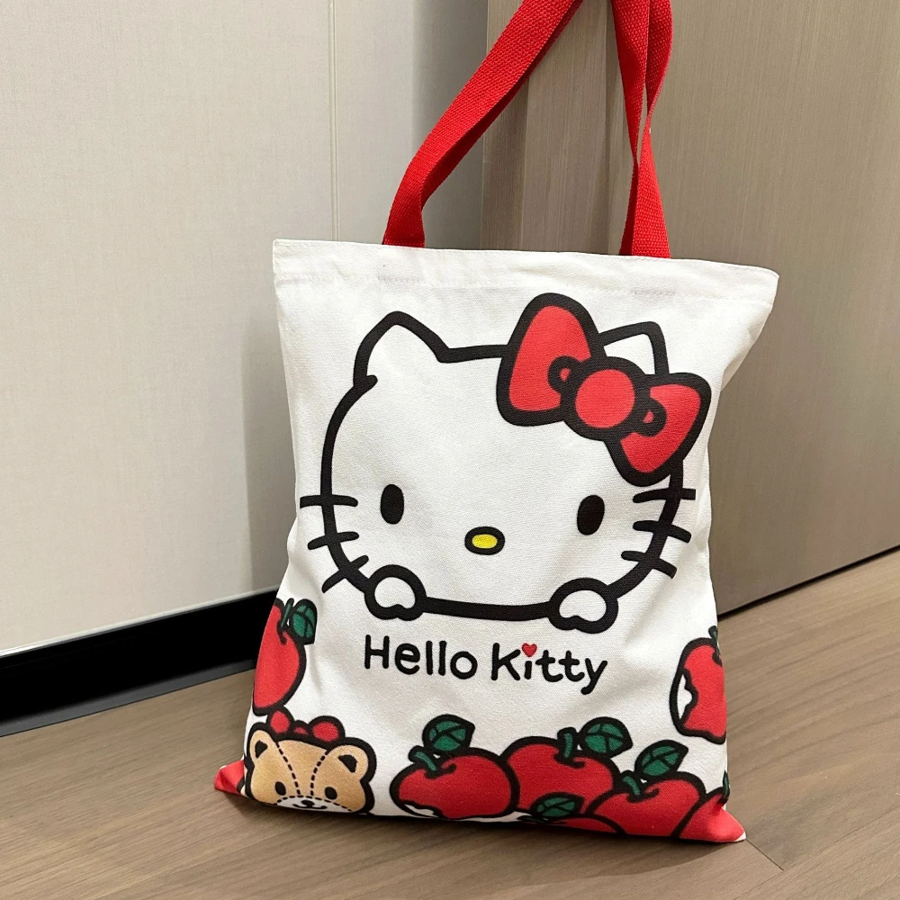 

Cartoon girl canvas tote bag Sanrio Hello Kitty shoulder bag Cute cat Handbags versatile casual handbag Women's Shoulder Bag