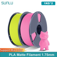 SUNLU 2Roll PLA Matte Filament 1.75mm 1kg Spool (2.2lbs) Smooth Matte Finish Neatly Wound Filament Fit Most FDM Printer