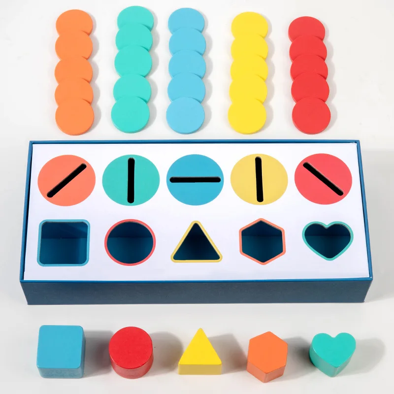 Children's Wooden Color Shape Classification Box Geometric Cognition Training Teaching Aid Table Game Educational Toys For Kids