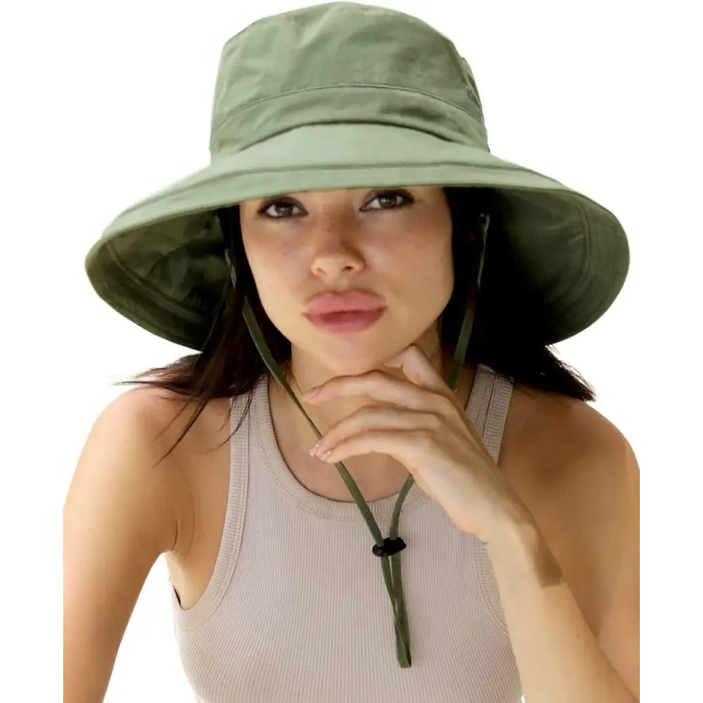 

Wide Brim Cotton Gardening Hat with Ponytail Opening for Summer Sun Protection