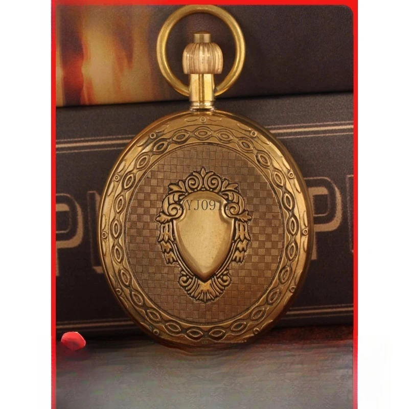 ساعة الجيب الميكانيكية الأوتوماتيكية من النحاس النقي، ساعة قلادة قلادة قلادة الحنين الرجعية