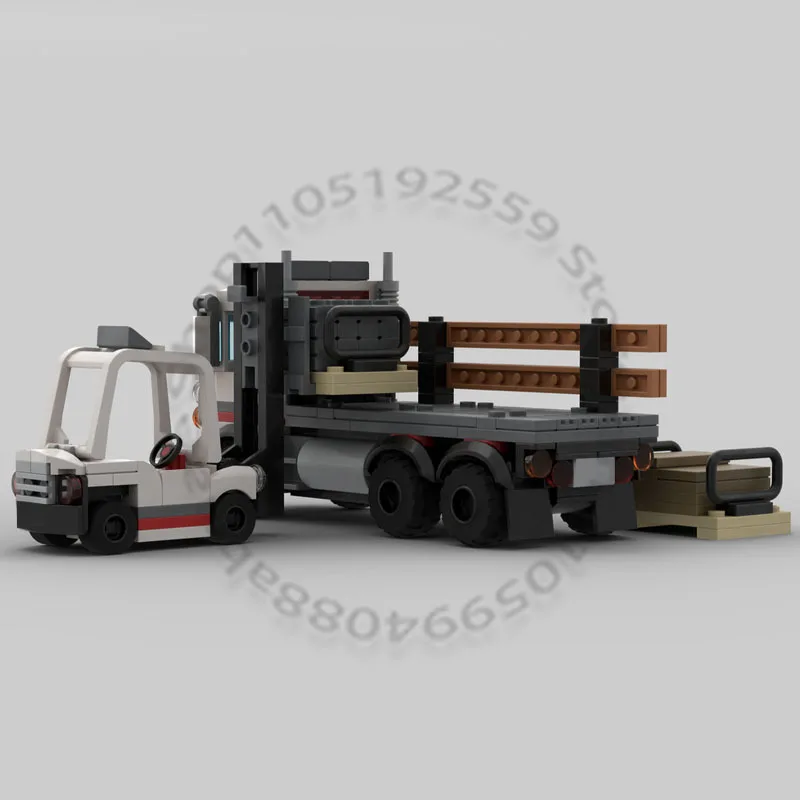 328 PCS Transport Car Stake Bed Truck & Forklift MOC Customize Modular Building Block Technology Brick DIY Assembly Toy Gift