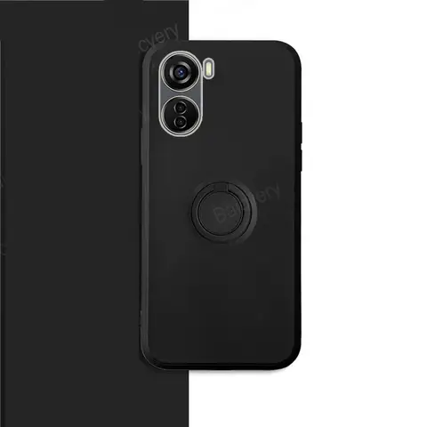 Capas per ZTE Nubia Neo 5G 8150N Cover protettiva morbida in TPU nero opaco con anello di supporto