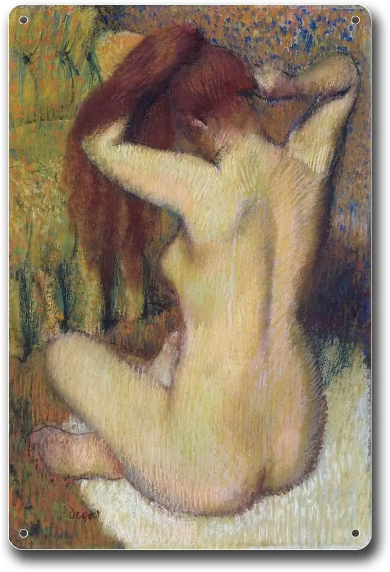 Zinn Zeichen Edgar Degas Frau Kämmen Haar 1888 Degas Wand kunst Entgasung Metall Zinn Zeichen 8x12 Zoll Zinn Zeichen