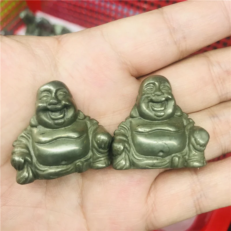 3cm Natural crystal chalcopyrite Maitreya Buddha craft Le smile Buddha pocket like fortune feng shui home decoration