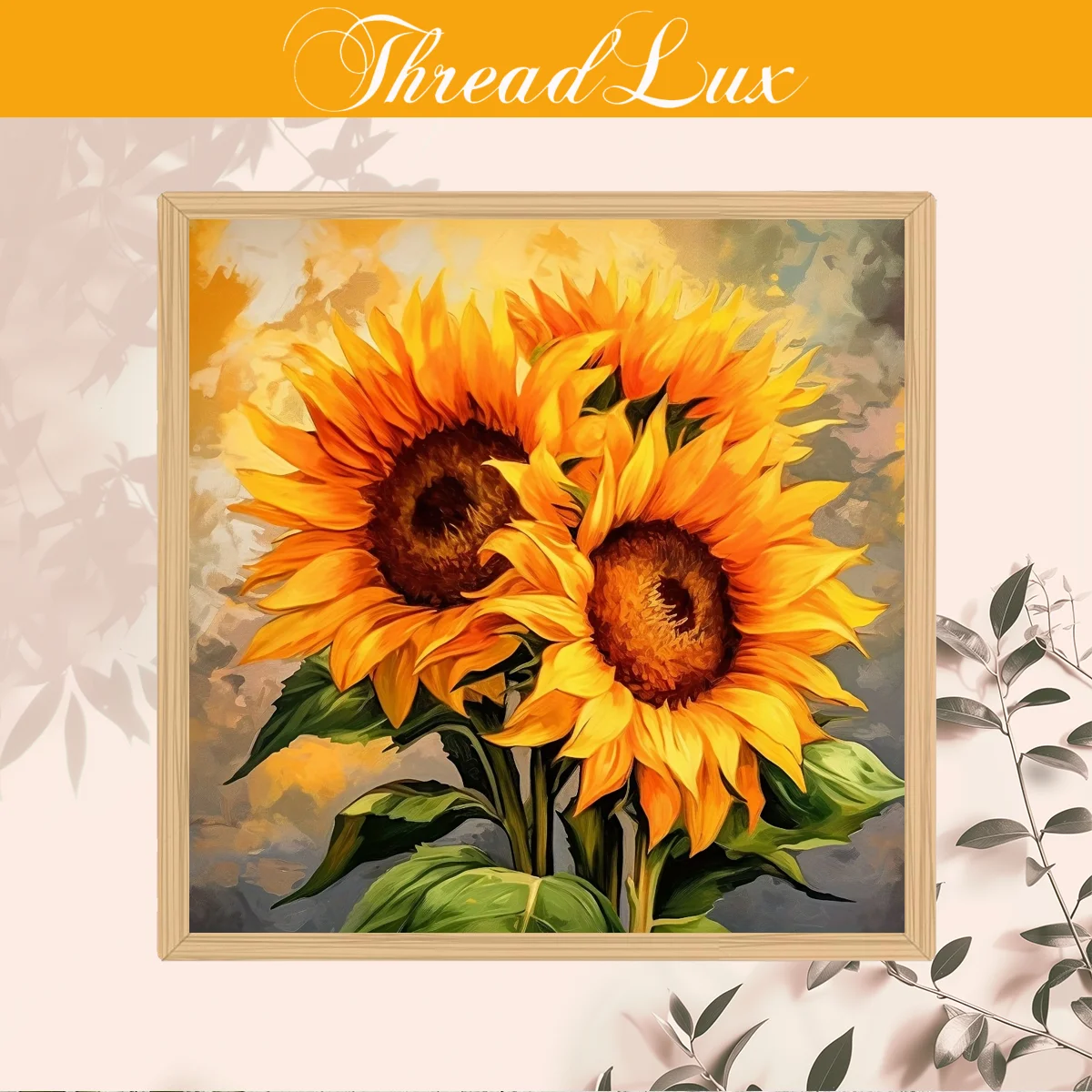 11CT DIY Kreuzstich-Set 40x40cm / 15,7x15,7 Zoll Sonnenblumen-Muster Kreuzstich-Materialpaket für Heimdekoration – Detail 1