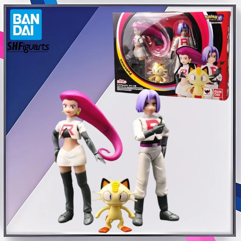 بانداي الأصلي بوكيمون S.H.Figuarts SHF Ash Ketchum بيكاتشو جيسي جيمس ميوث أنيمي عمل أرقام للأطفال دمى هدايا #1