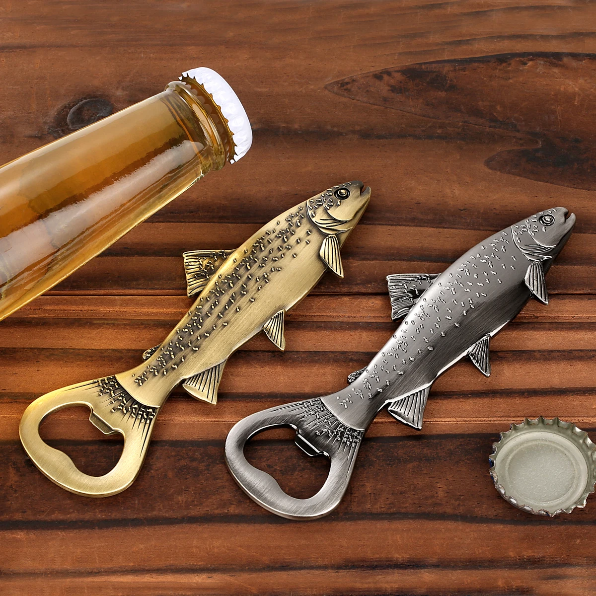 Vintage Metal Trout Fish Beer Bottle Opener Bar Tool Decorative Bottle Opener for Home Bar Unique Gift for Fishing Enthusiasts