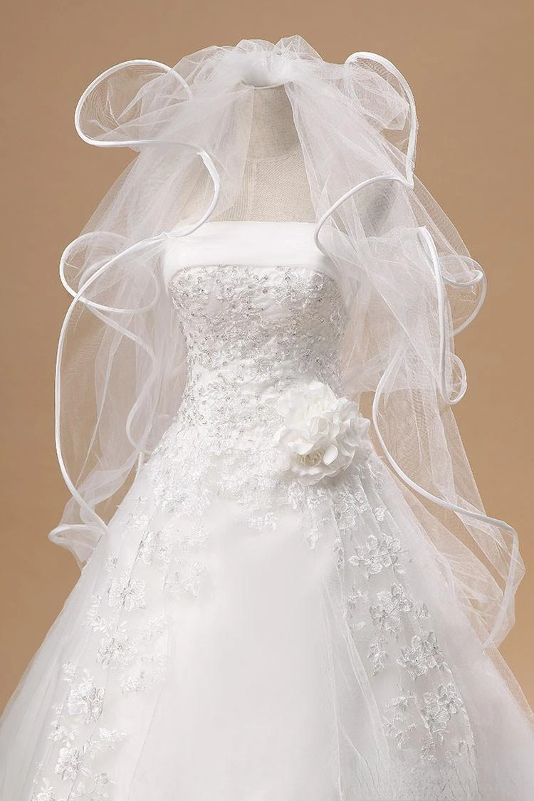 Veli da sposa bianchi avorio economici volant Tulles veli da sposa corti multistrato 11006 In Stock