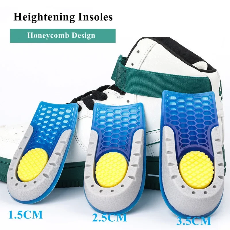 Heightening Half Pad Invisible Honeycomb Elastic Height Increase Insoles Silicone Gel for Men Women Soft Comfort Inner Growing