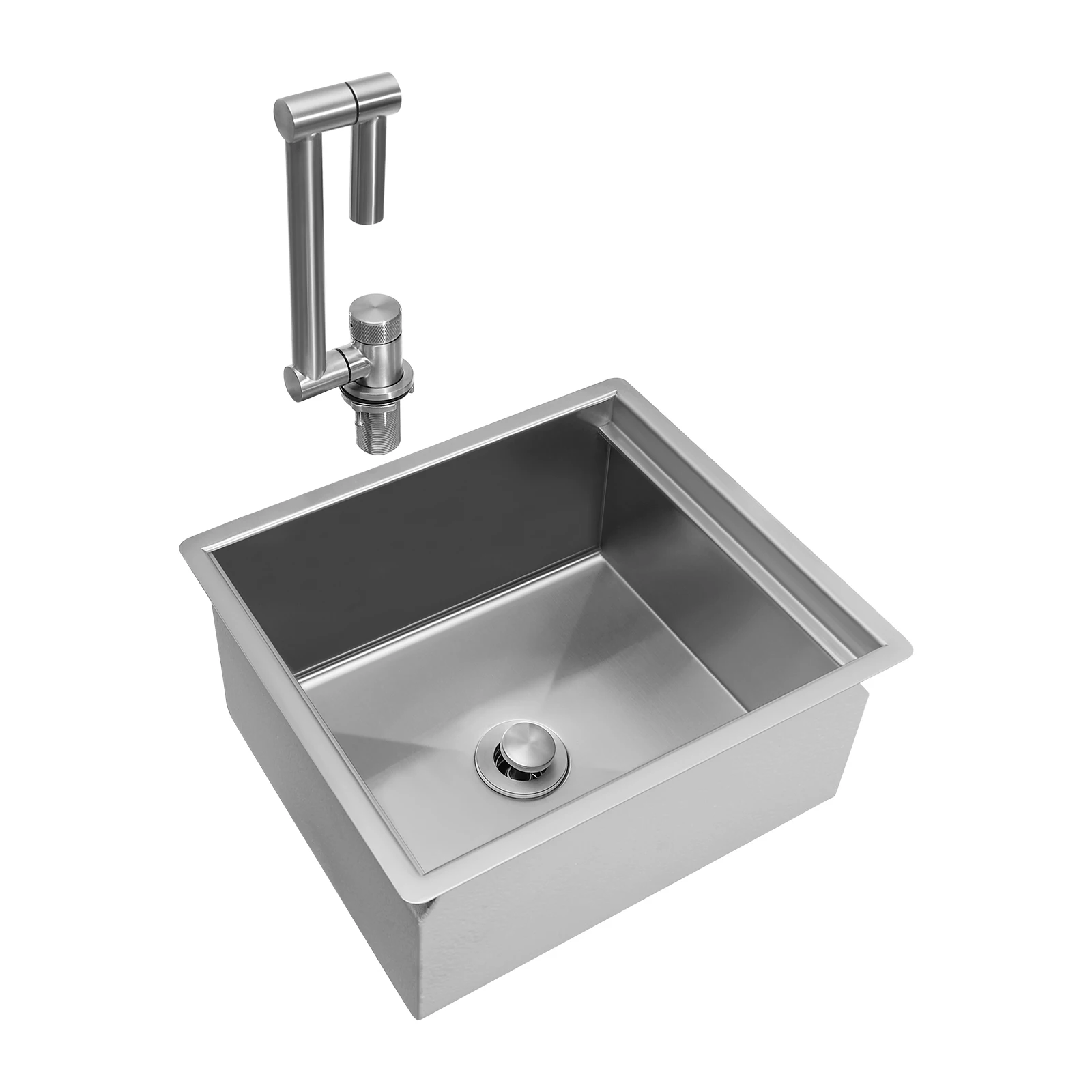 

304 Stainless Steel Sink 28.96*33.02*2.56cm Kitchen Vegetable Washing Sink 360° Faucet Home Improvement Single Slot Cold/Hot Wat