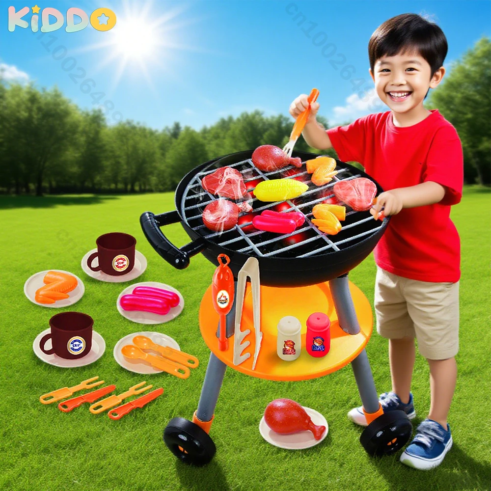 

Simulation Kitchen Barbecue Toys for Girls Electric Barbecue Oven Pretend Play Food BBQ Toy Set Play Role Montessori House Play