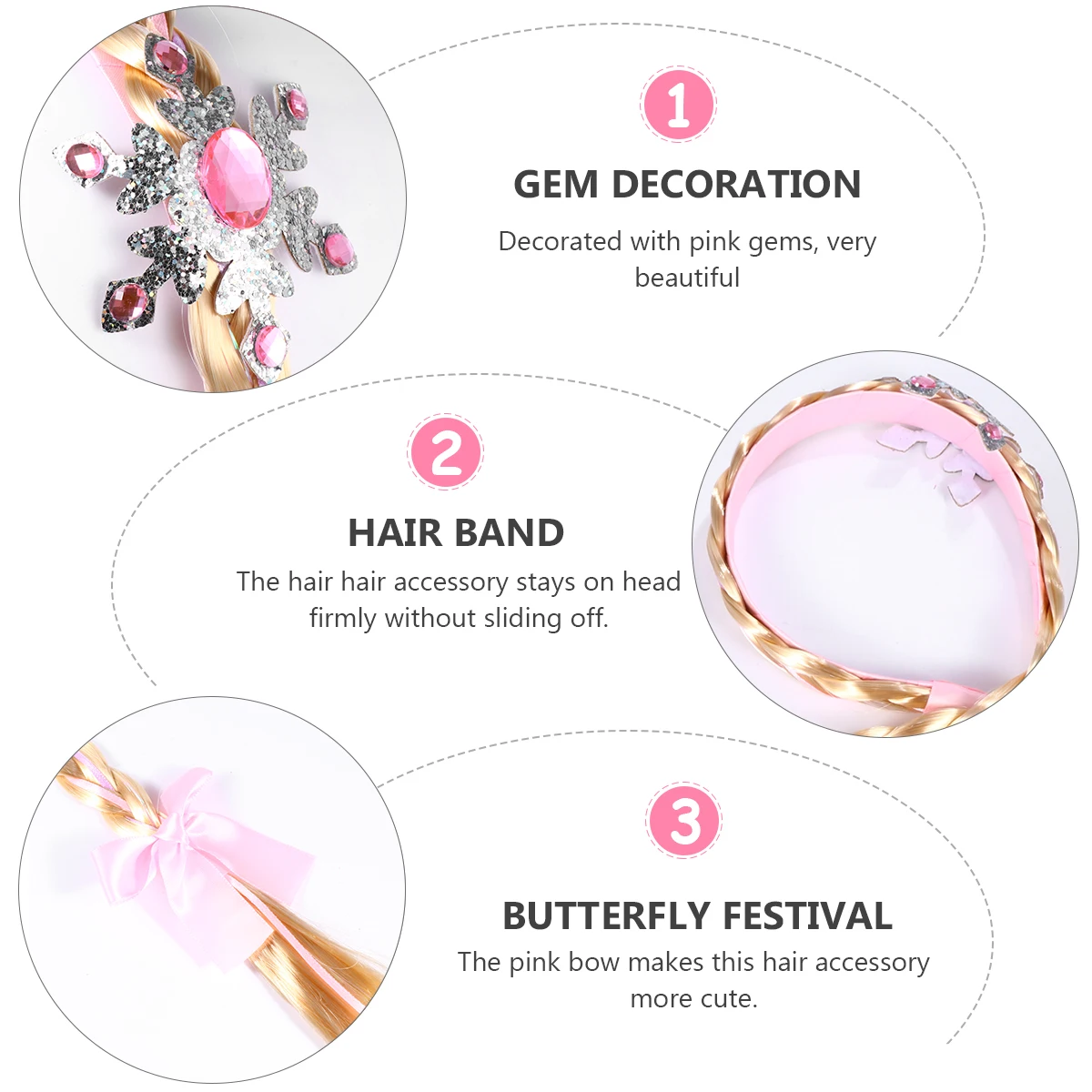 

Princess Crown Hair Accessories Long Hairpiece Cosplay Wigs Braided for Girls Child