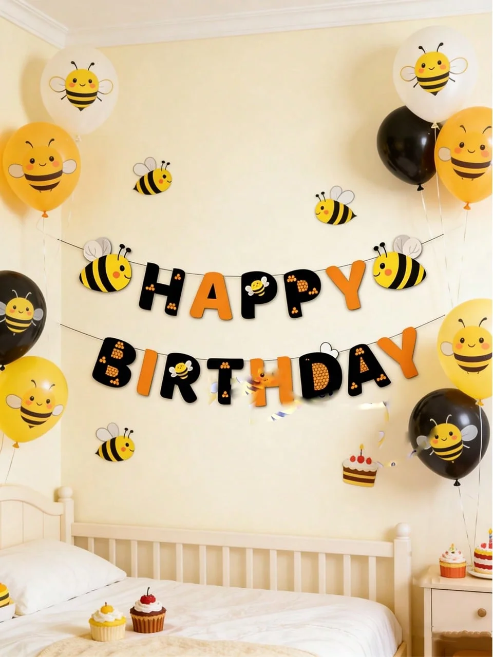 Bienen-Themen-Partydekoration, Geburtstagsbanner, Kindergeburtstagsdekoration, Baby-Taufdekoration, Banner, Flagge